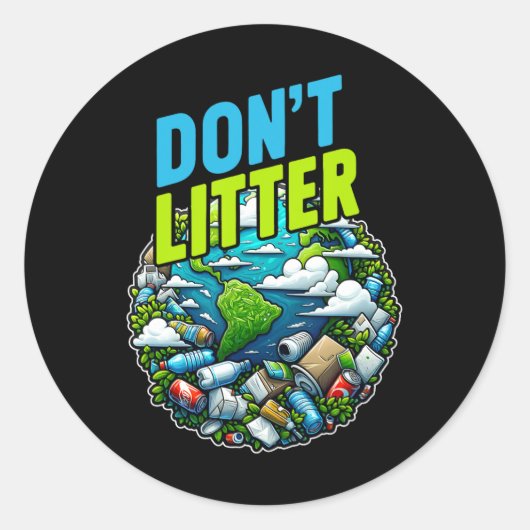 Niet zwerfvuil anti zwerfvuil geen milieu afval A Ronde Sticker (Voorkant)