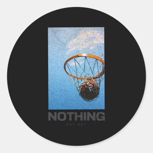 Niets anders dan een minimalistische basketbalhoep ronde sticker (Voorkant)