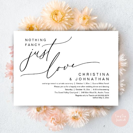 Niets bijzonders gewoon een liefde bruiloft diner kaart