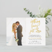 Niets bijzonders, gewoon lief huwelijksontvangst folie uitnodiging (Staand Voorkant)