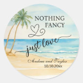 Niets bijzonders, gewoon lief strandpalmboom bruil ronde sticker (Voorkant)