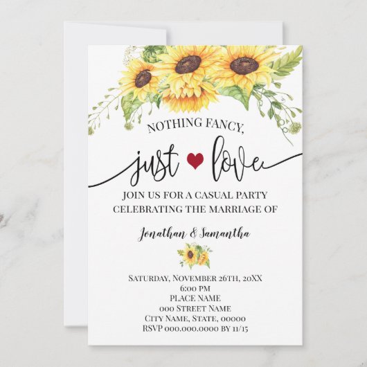 Niets bijzonders, gewoon lief Sunflower Elopement  Save The Date (Voorkant)