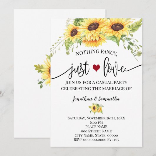 Niets bijzonders, gewoon lief Sunflower Elopement  Save The Date (Voorkant / Achterkant)