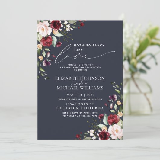 Niets bijzonders gewoon liefde Burgundy Blush Navy Kaart (Staand voorkant)