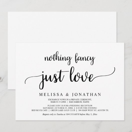 Niets bijzonders, gewoon liefde, eenvoudig minimal kaart (Voorkant / Achterkant)
