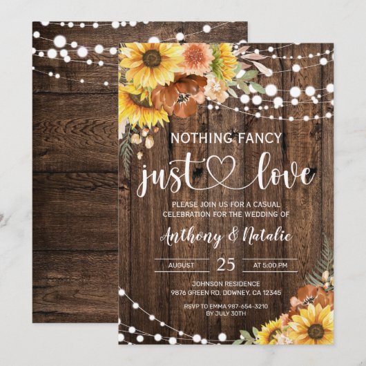 Niets bijzonders, gewoon liefde, elopement-huwelij kaart (Voorkant / Achterkant)