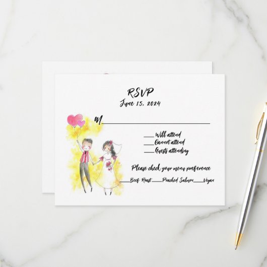 Niets bijzonders, gewoon Liefde en een open bar RSVP Kaartje (Voorkant / Achterkant in situ)