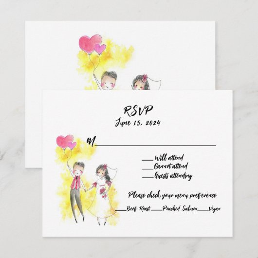 Niets bijzonders, gewoon Liefde en een open bar RSVP Kaartje (Voorkant / Achterkant)