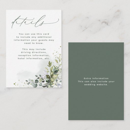 Niets bijzonders, gewoon liefde Eucalyptus groene  Informatiekaartje (Voorkant / Achterkant)