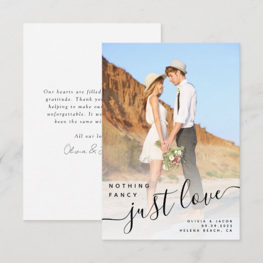 Niets bijzonders, gewoon liefde foto bruiloft bedankkaart (Voorkant / Achterkant)