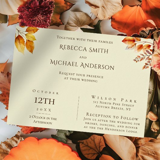 Niets bijzonders gewoon liefde Herfstbladeren Brui Folie Uitnodiging