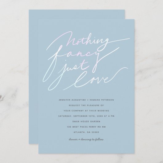 Niets bijzonders, gewoon liefde Modern Script Huwe Kaart (Voorkant / Achterkant)