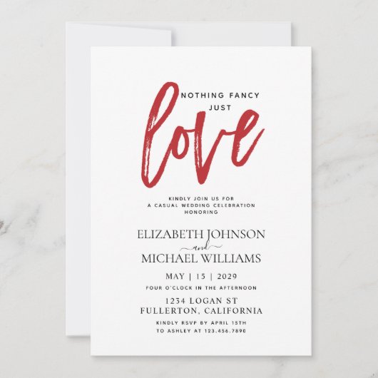 Niets bijzonders, gewoon liefde rood informeel huw kaart (Voorkant)