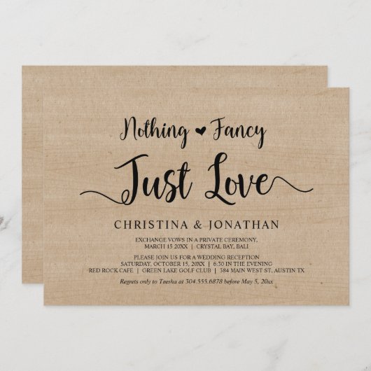 Niets bijzonders, gewoon liefde, rustiek hout, elo kaart (Voorkant / Achterkant)