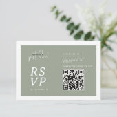 Niets bijzonders, gewoon liefde Sage groene QR-cod RSVP Kaartje (Staand voorkant)