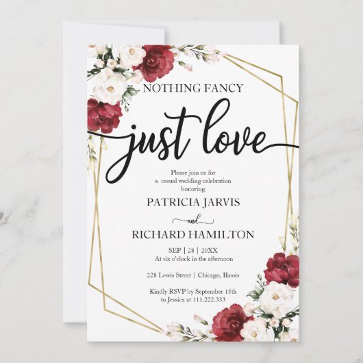 Niets bijzonders, gewoon liefde Trouwen Burgundy G Kaart (Voorkant)