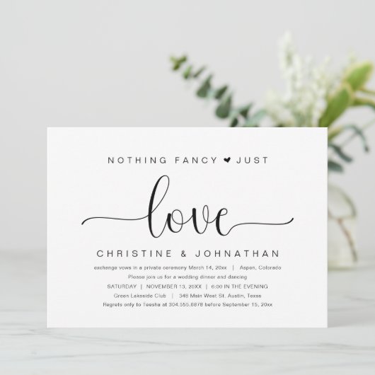 Niets bijzonders, gewoon liefde, trouwfeest kaart (Staand voorkant)