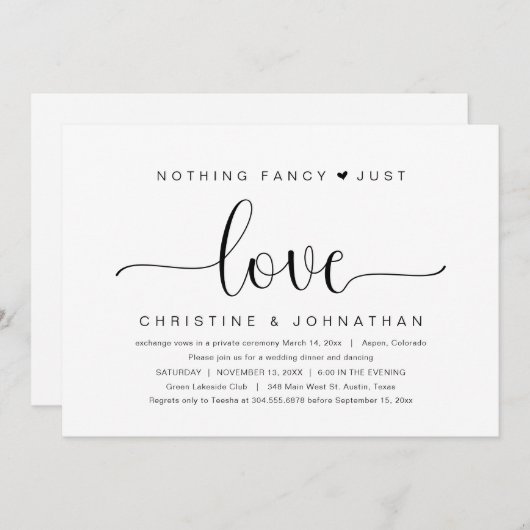 Niets bijzonders, gewoon liefde, trouwfeest kaart (Voorkant / Achterkant)