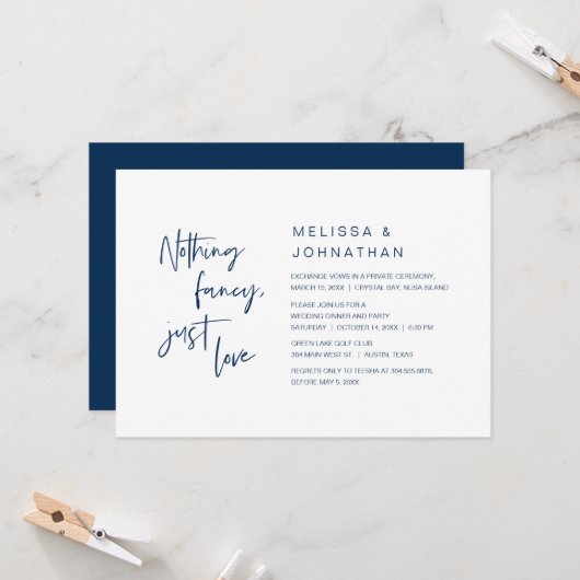 Niets bijzonders, gewoon liefde, trouwfeest  kaart (Voorkant / Achterkant in situ)