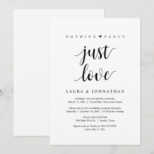 Niets bijzonders, gewoon liefde, Zwart, Elopement- Kaart (Voorkant / Achterkant)