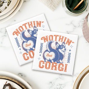 Niets dan Corgi - Retro Sinaasappel en Navy Funny Magneet