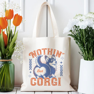Niets dan Corgi - Retro Sinaasappel en Navy Funny Tote Bag
