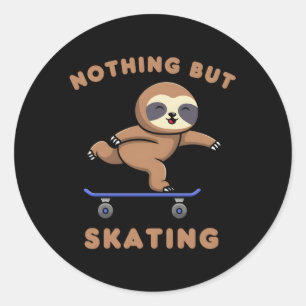 Niets dan schaatsen luiaard Schaats dierenskater S Ronde Sticker
