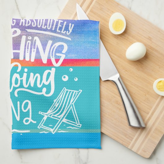 Niets doen bij de Beach quote kleurrijke zonsonder Theedoek (Quarter Fold)