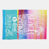 Niets doen bij de Beach quote kleurrijke zonsonder Theedoek (Horizontaal)