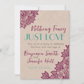 Niets Fancy, alleen houden van. Huwelijksuitnodigi Kaart (Voorkant)