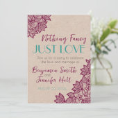 Niets Fancy, alleen houden van. Huwelijksuitnodigi Kaart (Staand voorkant)