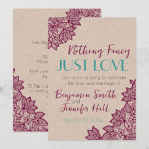 Niets Fancy, alleen houden van. Huwelijksuitnodigi