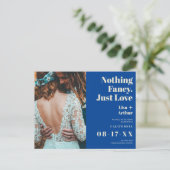 Niets fancy alleen liefde blauwe foto op te slaan  briefkaart (Staand voorkant)