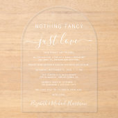 Niets Fancy Alleen Liefde Boog Trouwreceptie Acryl Uitnodigingen (Voorkant)