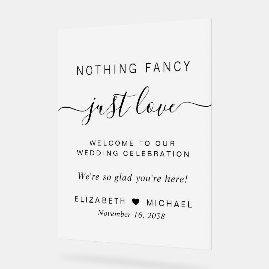 Niets Fancy Alleen liefde bruiloft welkom Frosted Acryl Bord (Hoek)