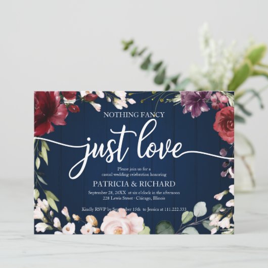 Niets Fancy Alleen Liefde Bruiloftsbruiloft Bourgo Kaart (Staand voorkant)