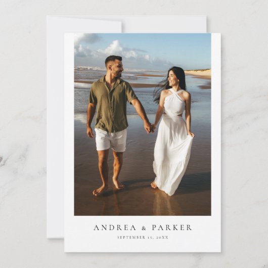 Niets Fancy Alleen Liefde, Casual Fotobruiloft Kaart (Achterkant)