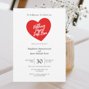 Niets Fancy Alleen Liefde Casual Red Heart Wedding Kaart