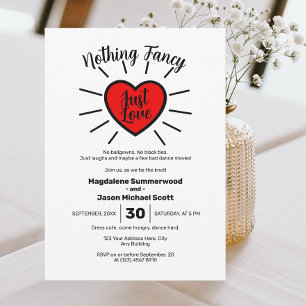 Niets Fancy Alleen Liefde Casual Red Heart Wedding Kaart