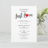 Niets Fancy Alleen Liefde Casual Red Heart Wedding Kaart (Staand voorkant)