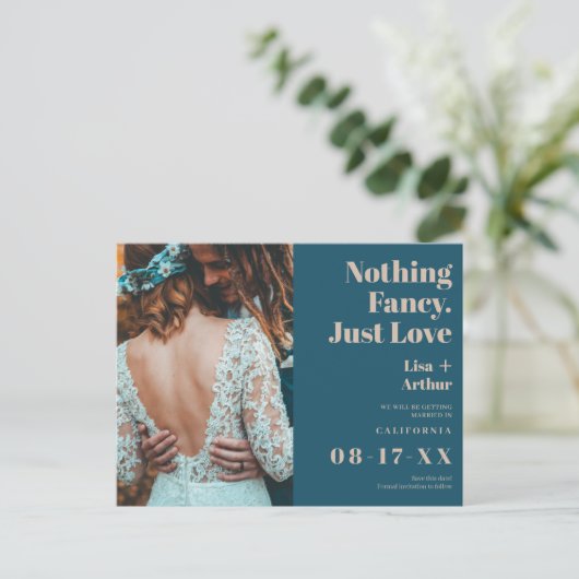 Niets fancy alleen liefde foto blauwgroen behalve  briefkaart (Staand voorkant)