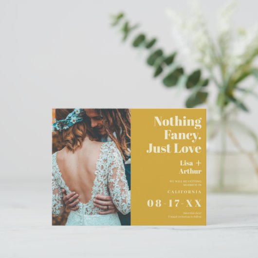 Niets fancy alleen liefde foto opslaan van de datu briefkaart (Staand voorkant)