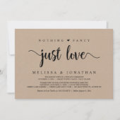 Niets Fancy alleen liefde, moderne bruiloft elopem Kaart (Voorkant)