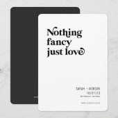 Niets fancy alleen liefde, moderne minimalistische save the date (Voorkant / Achterkant)