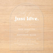 Niets Fancy Alleen Liefde Retro Groovy Boog Weddin Acryl Uitnodigingen (Voorkant)