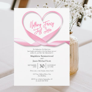 Niets Fancy Alleen Liefde Roze Hart Ribbon Wedding Kaart