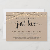 Niets Fancy Alleen Liefde, Rustiek Trouwdiner Kaart (Voorkant)