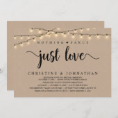 Niets Fancy Alleen Liefde, Rustiek Trouwdiner Kaart (Voorkant / Achterkant)