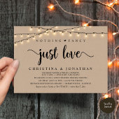 Niets Fancy Alleen Liefde, Rustiek Trouwdiner Kaart