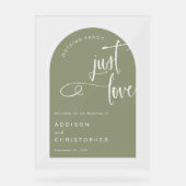 Niets Fancy Alleen liefde Sage Wedding Welkom Acryl Bord (Voorkant)